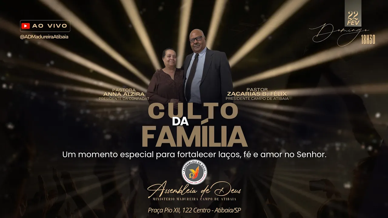 🔴 AO VIVO | Culto da Família | AD Madureira Atibaia | Domingo 18h30