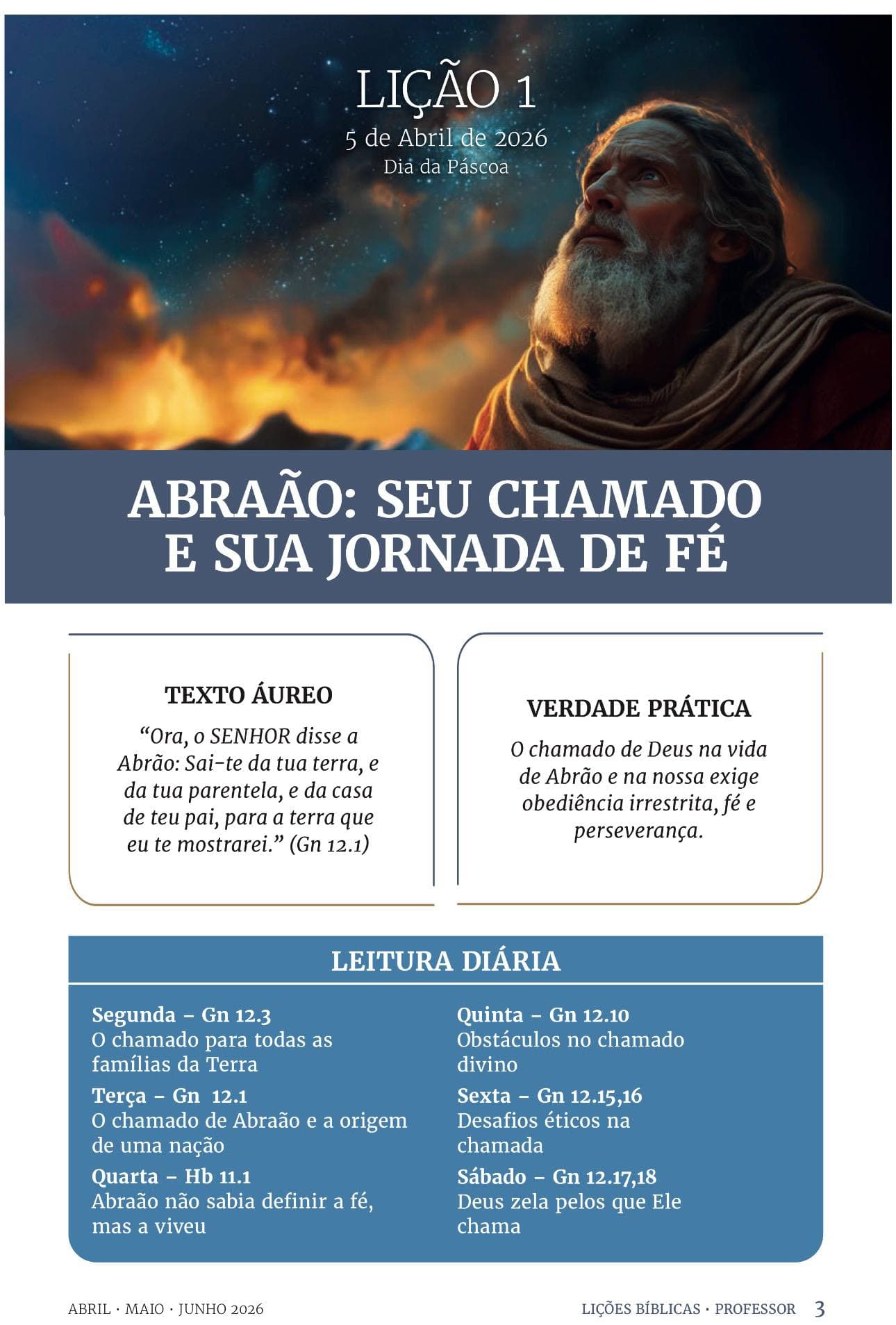Arte da lição 1 — Abraão: Seu Chamado e Sua Jornada de Fé